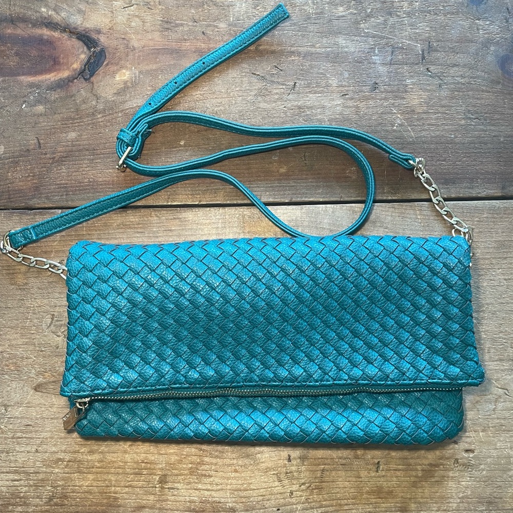 Deux Lux  Teal Woven Clutch Bag